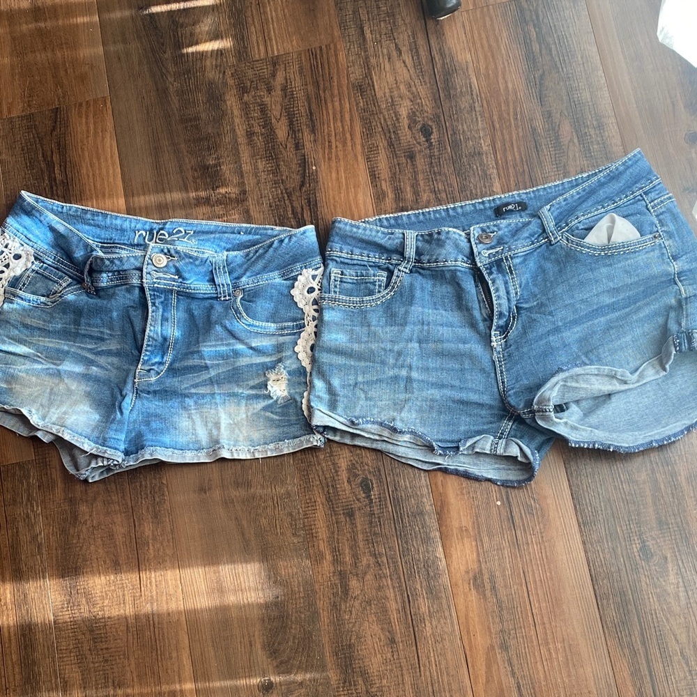 Bundle Rue21 Distressed Blue Jean Shorts with Lace Accents